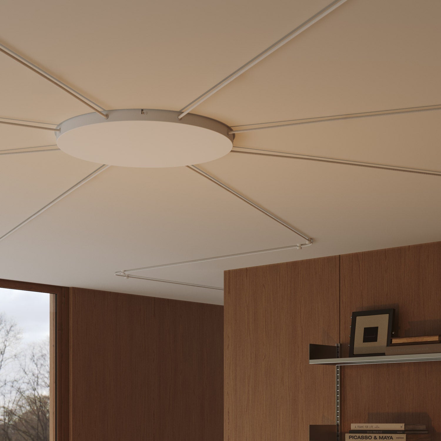 Rosone rotondo in alluminio Ø 50 cm con staffa e cavo di messa a terra, con 8 fori laterali - Bianco Opaco