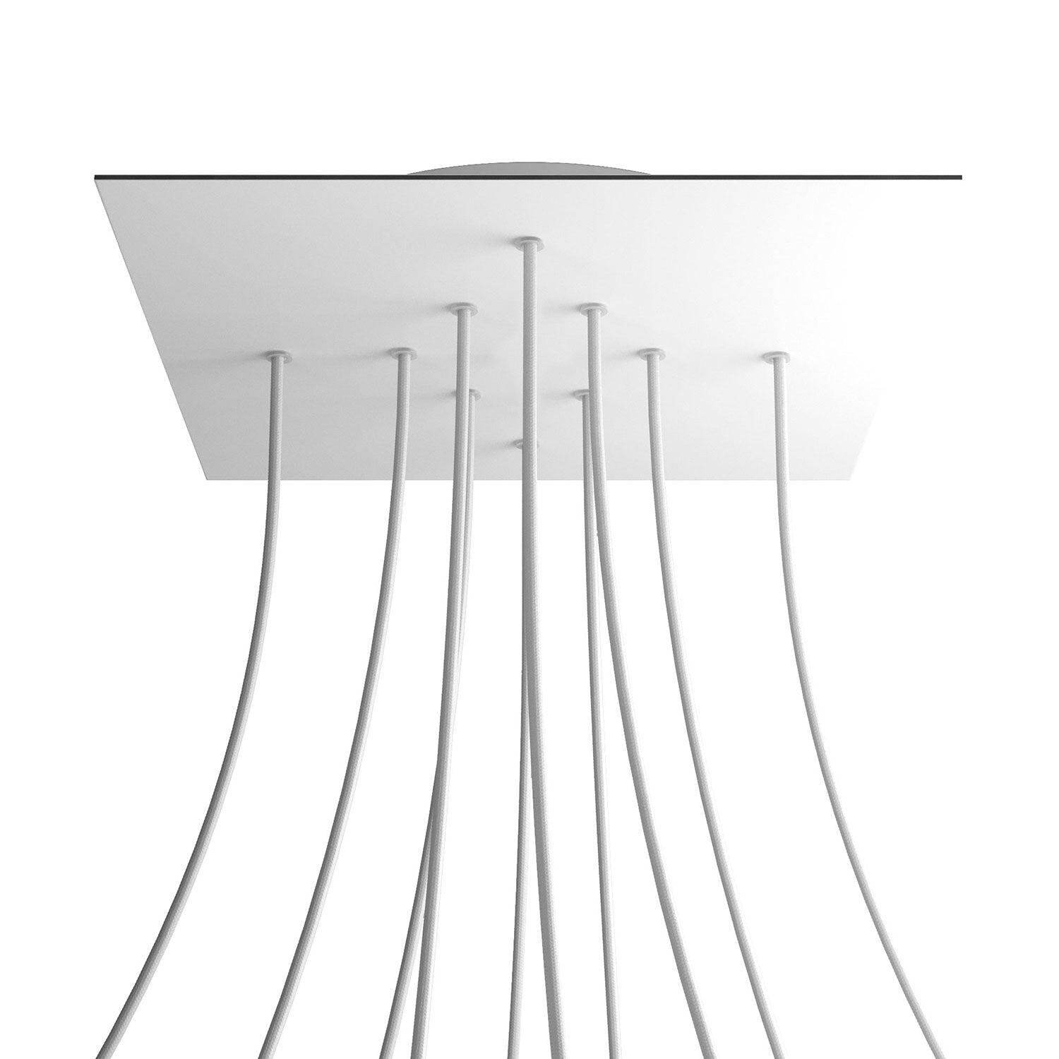 Rosone XXL Rose-One quadrato, 400 mm con 10 fori e 4 fori laterali - Bianco opaco Bianco