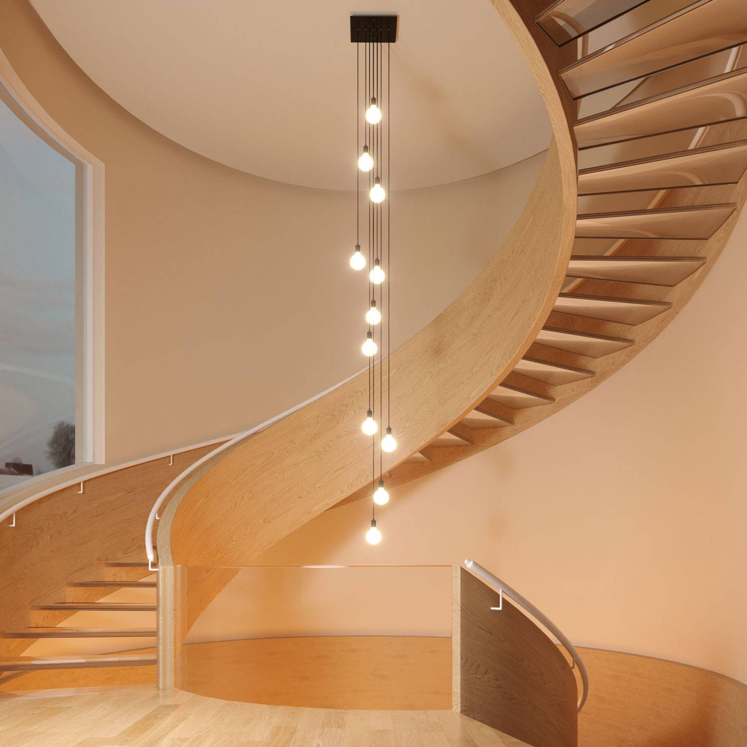 Rosone XXL Rose-One quadrato, 400 mm con 10 fori e 4 fori laterali - Dibond Acciaio satinato Bianco