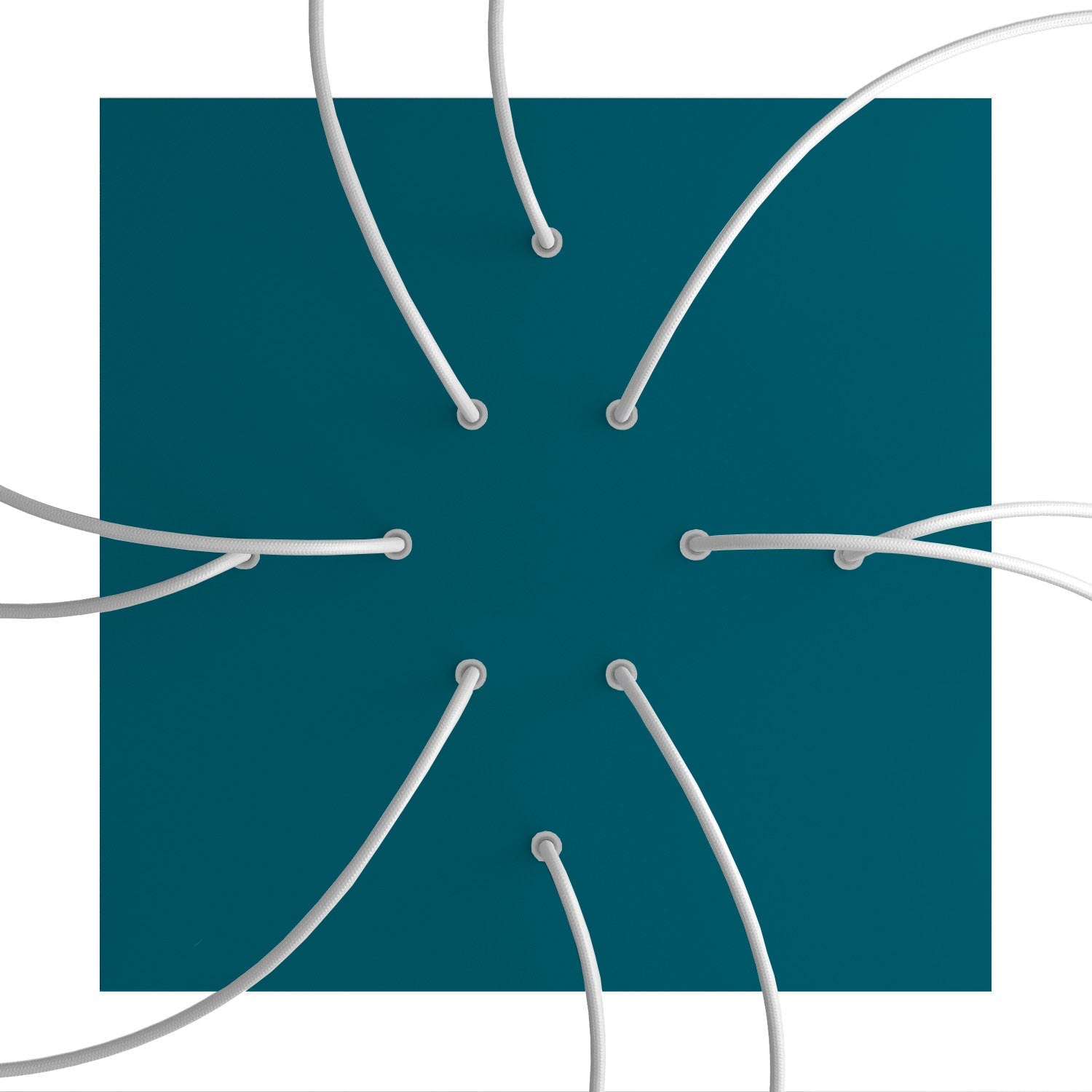 Rosone XXL Rose-One quadrato, 400 mm con 10 fori e 4 fori laterali - Petrolio Bianco