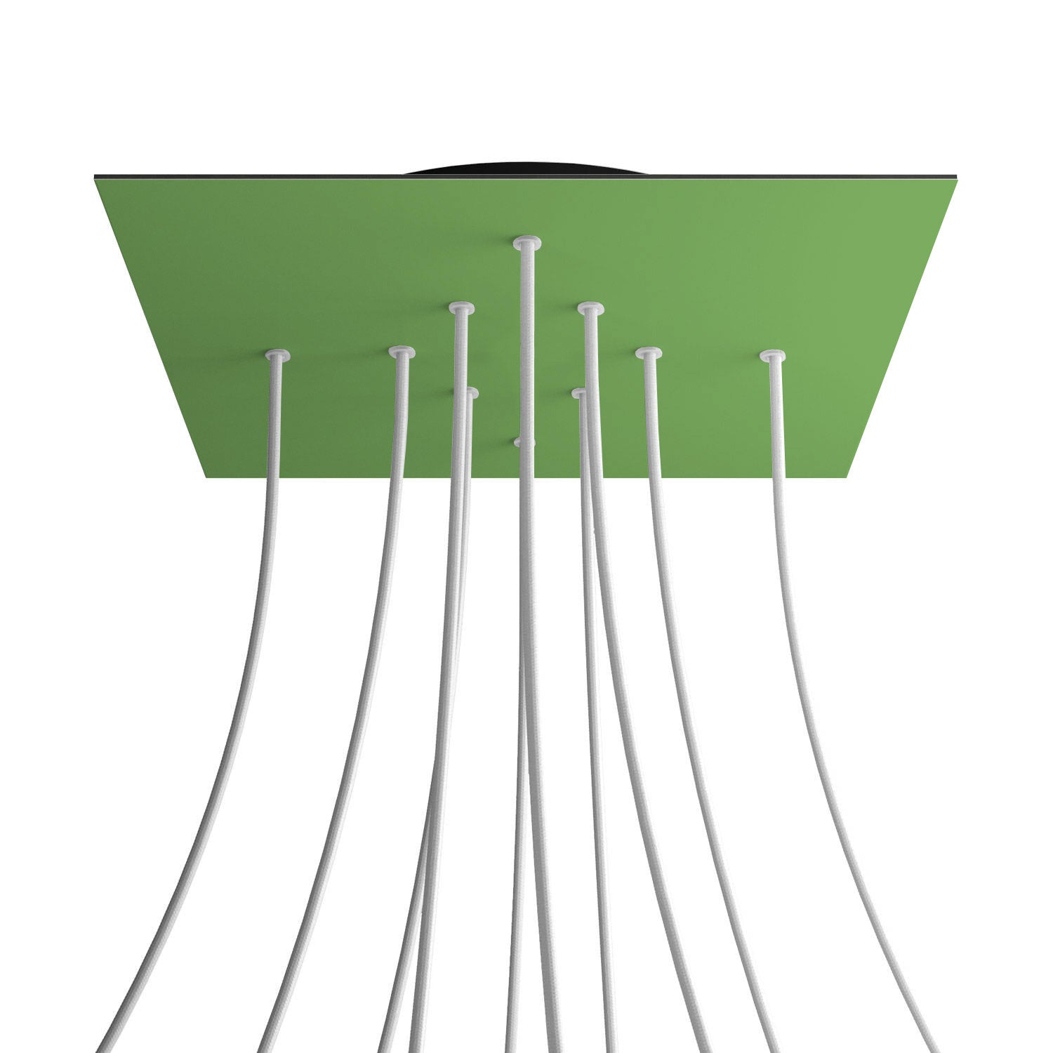 Rosone XXL Rose-One quadrato, 400 mm con 10 fori e 4 fori laterali - Verde prato Nero