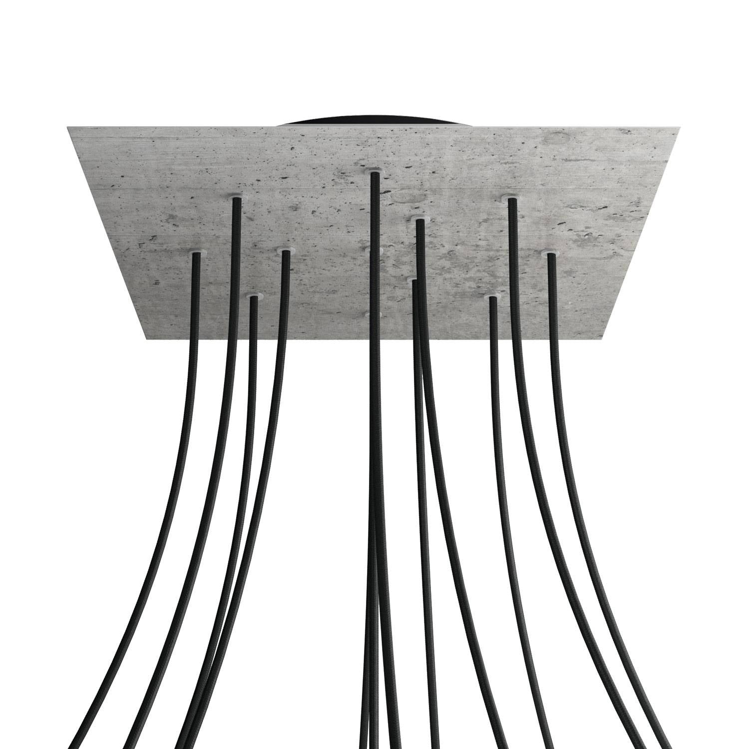 Rosone XXL Rose-One quadrato, 400 mm con 12 fori e 4 fori laterali - Cemento Nero