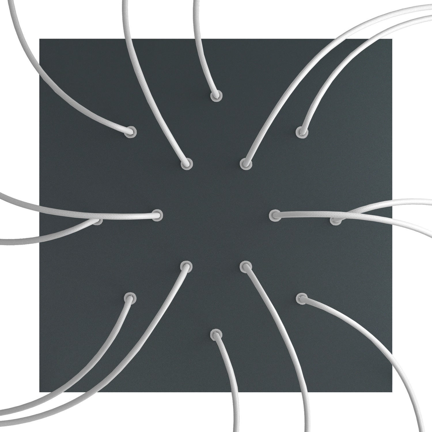 Rosone XXL Rose-One quadrato, 400 mm con 14 fori e 4 fori laterali - Antracite Bianco