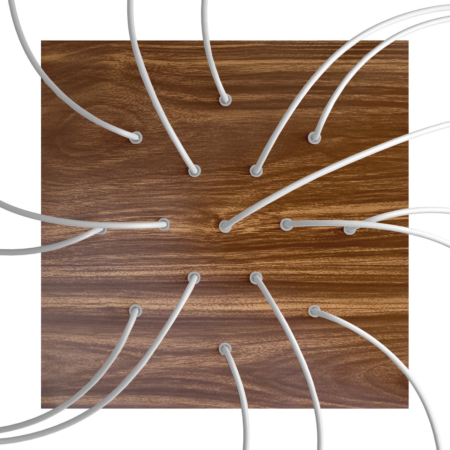 Rosone XXL Rose-One quadrato, 400 mm con 15 fori e 4 fori laterali - Legno Bianco