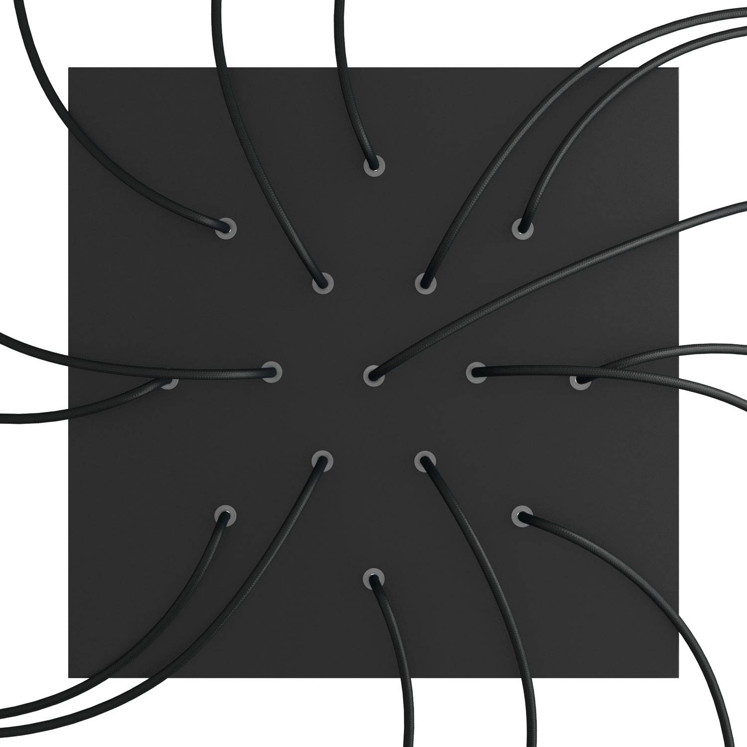 Rosone XXL Rose-One quadrato, 400 mm con 15 fori e 4 fori laterali - Nero opaco Bianco