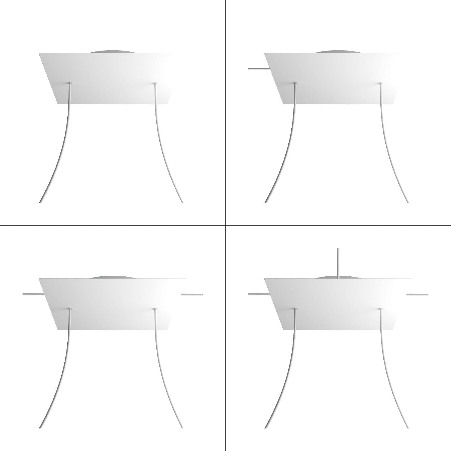 Rosone XXL Rose-One quadrato, 400 mm con 2 fori e 4 fori laterali - Cemento Bianco