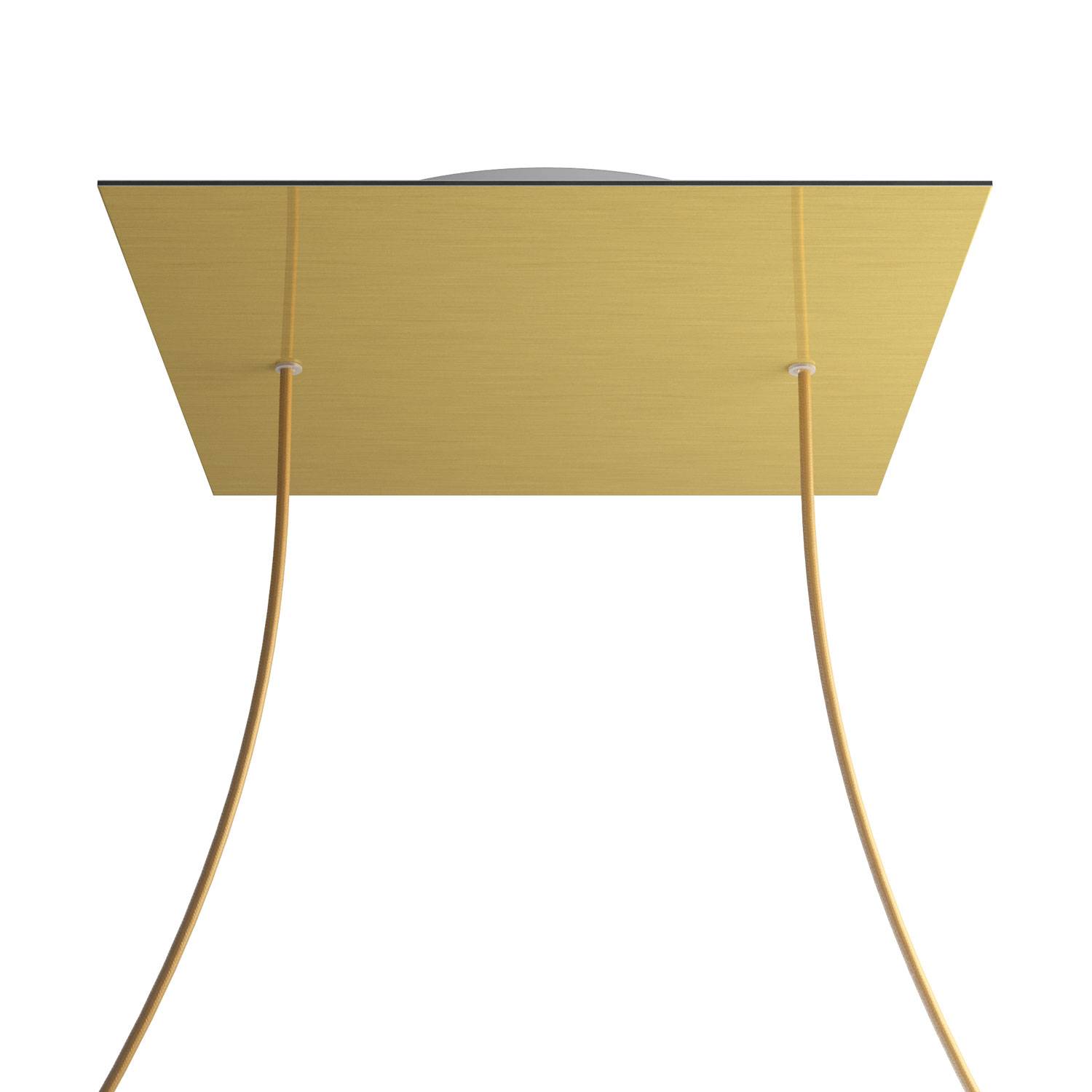 Rosone XXL Rose-One quadrato, 400 mm con 2 fori e 4 fori laterali - Dibond Ottone satinato Bianco