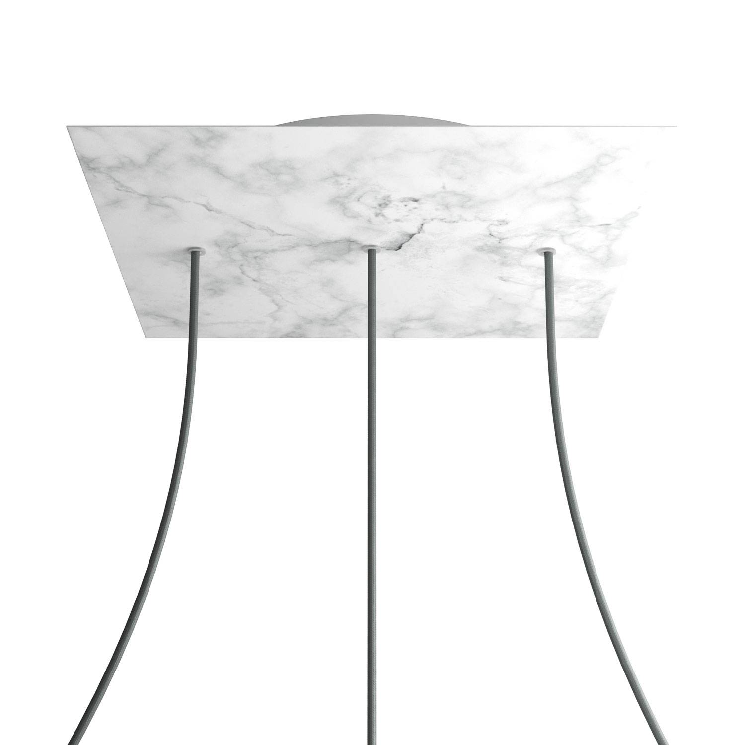 Rosone XXL Rose-One quadrato, 400 mm con 3 fori in linea e 4 fori laterali - Marmo Carrara Bianco