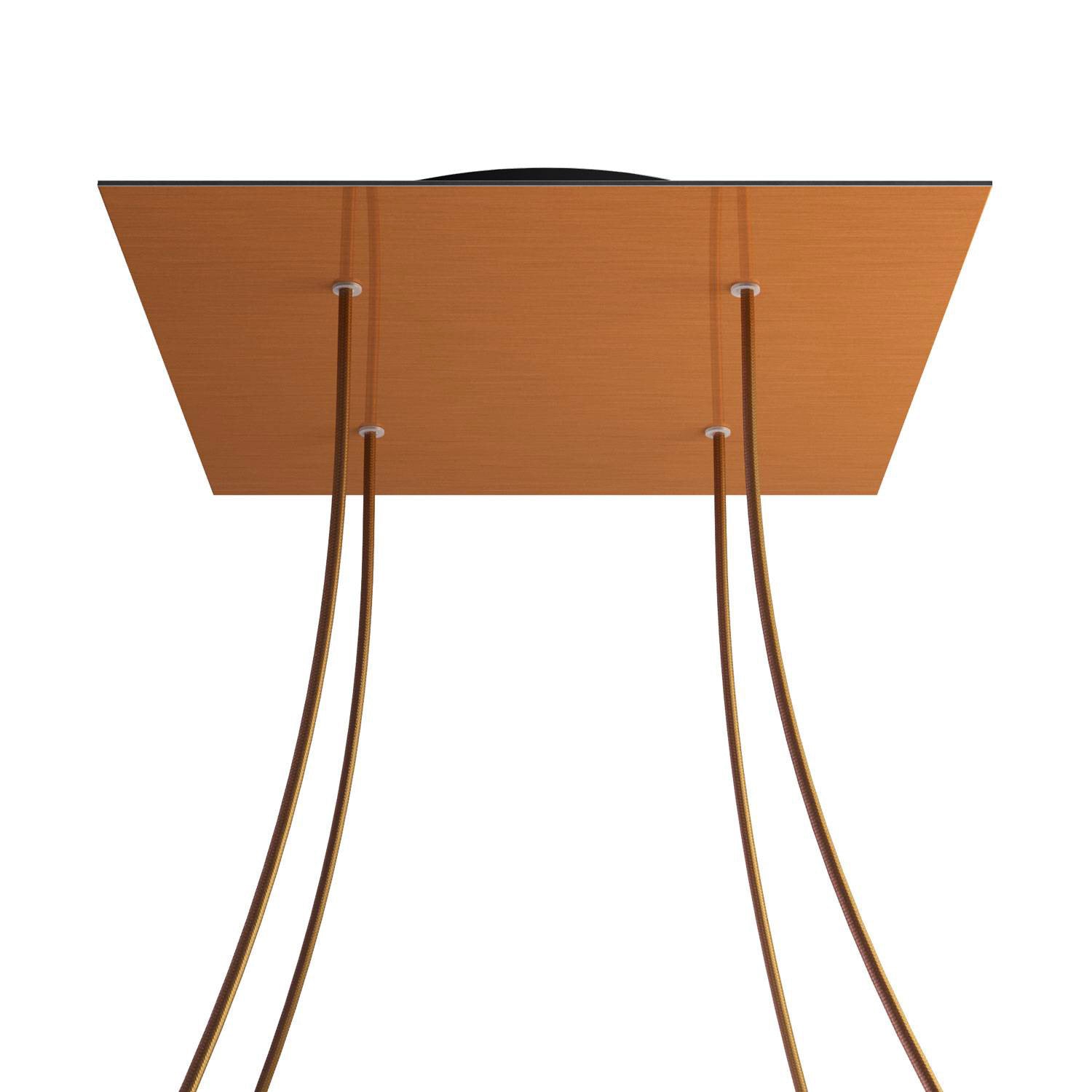 Rosone XXL Rose-One quadrato, 400 mm con 4 fori e 4 fori laterali - Dibond Rame satinato Nero