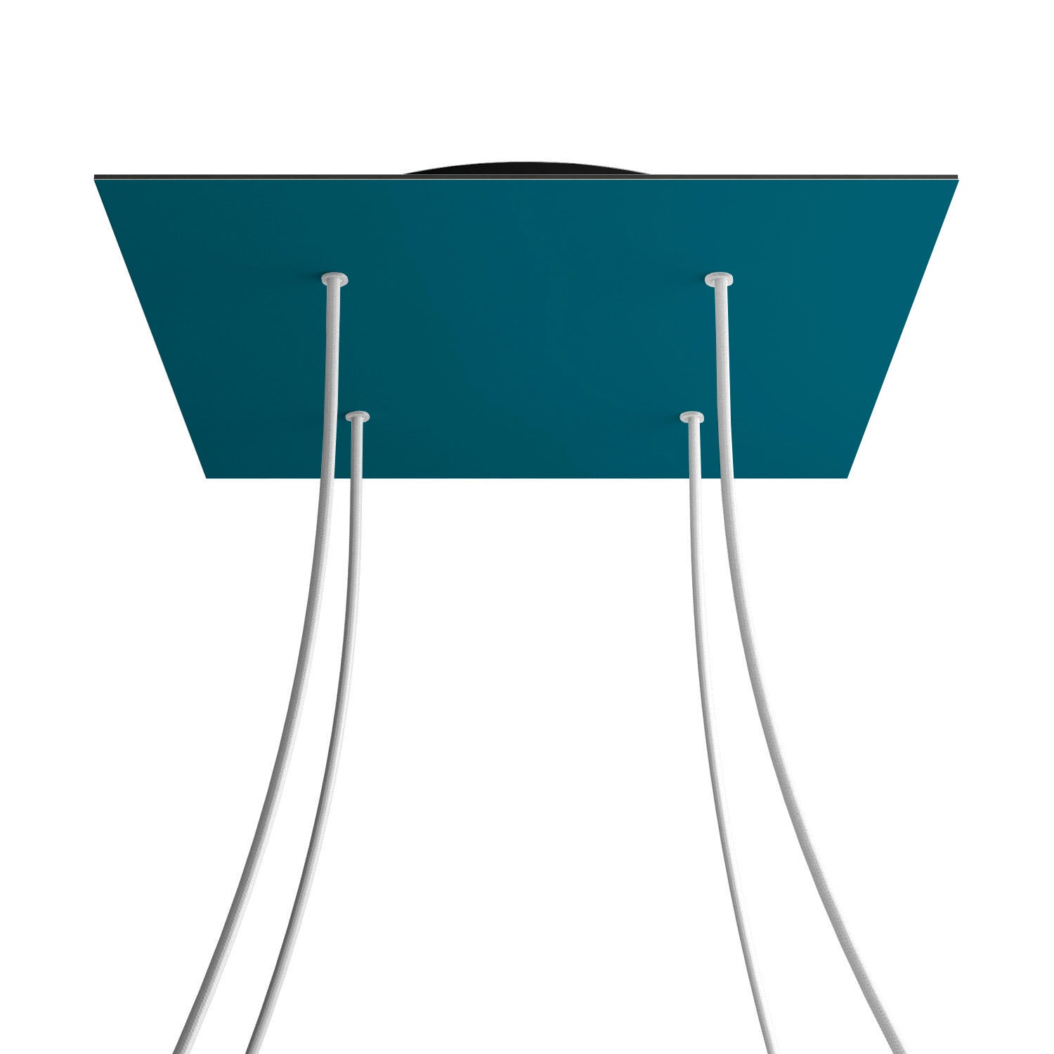 Rosone XXL Rose-One quadrato, 400 mm con 4 fori e 4 fori laterali - Petrolio Nero