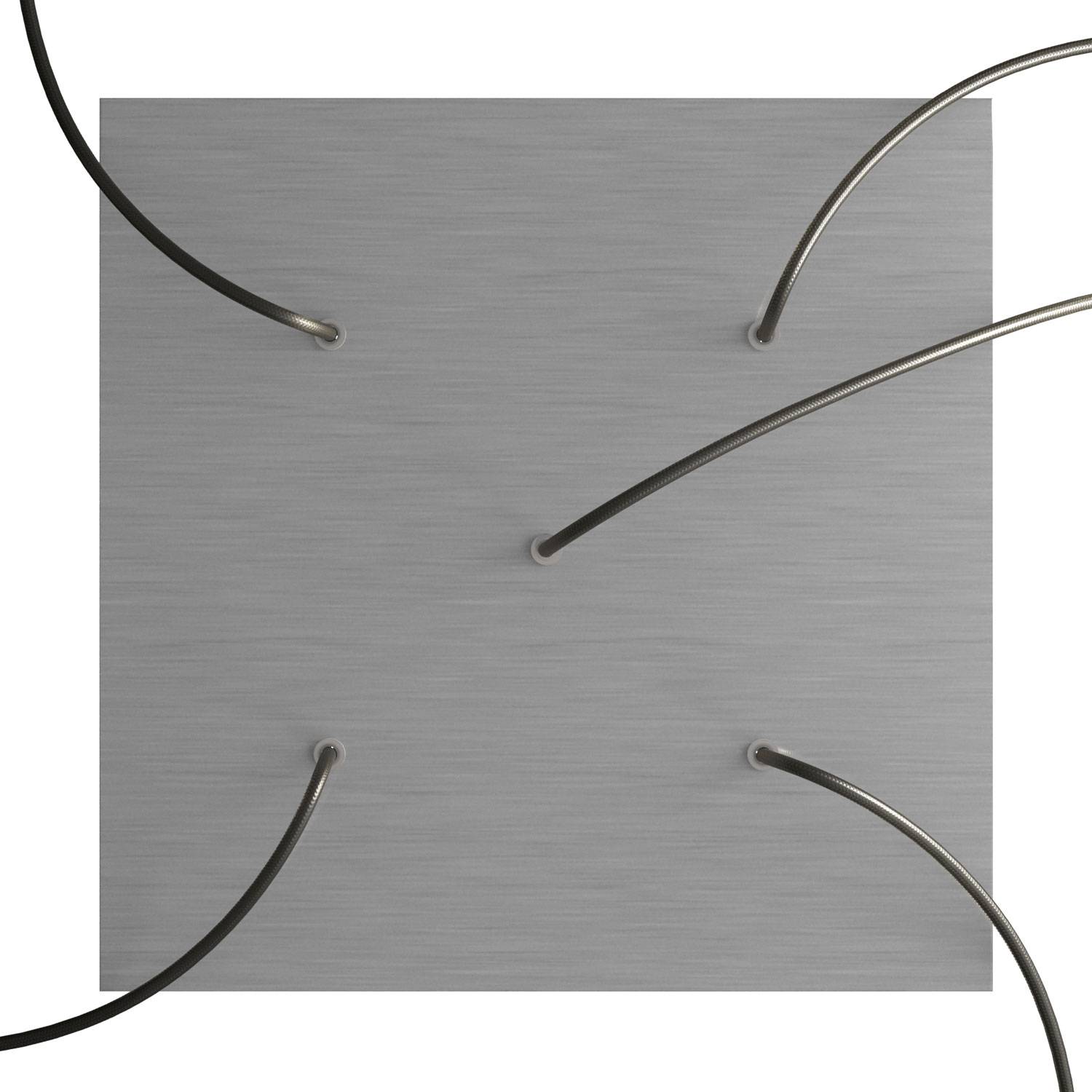 Rosone XXL Rose-One quadrato, 400 mm con 5 fori e 4 fori laterali - Dibond Acciaio satinato Bianco