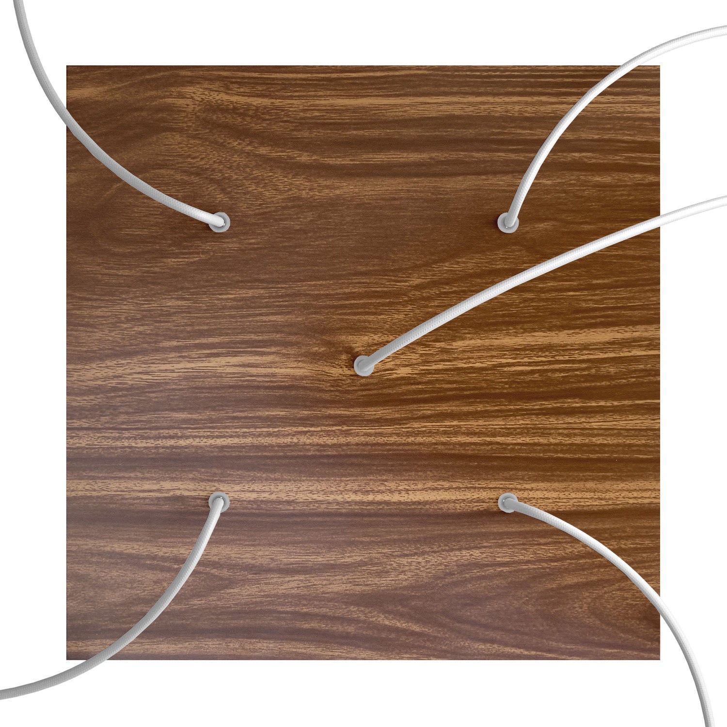 Rosone XXL Rose-One quadrato, 400 mm con 5 fori e 4 fori laterali - Legno Bianco