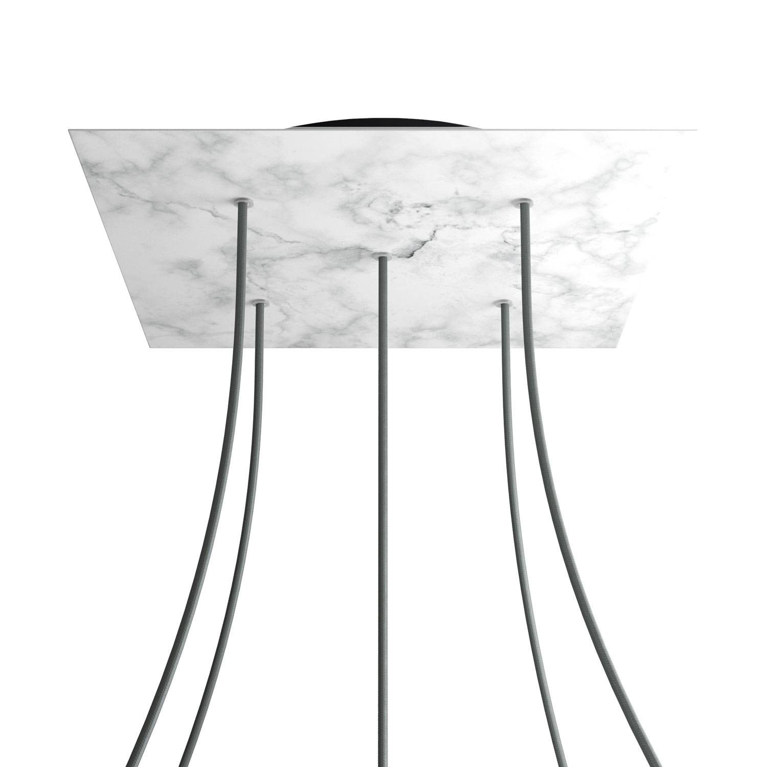 Rosone XXL Rose-One quadrato, 400 mm con 5 fori e 4 fori laterali - Marmo Carrara Nero