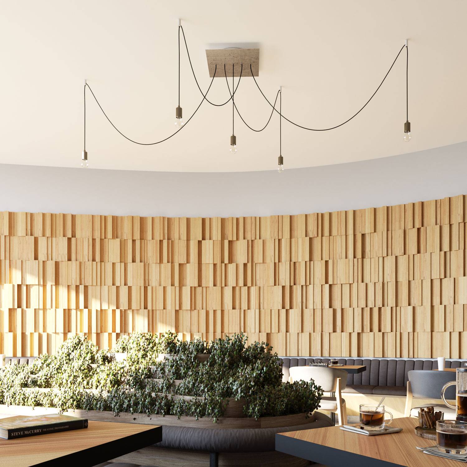 Rosone XXL Rose-One quadrato, 400 mm con 5 fori in linea e 4 fori laterali - Mostarda Bianco