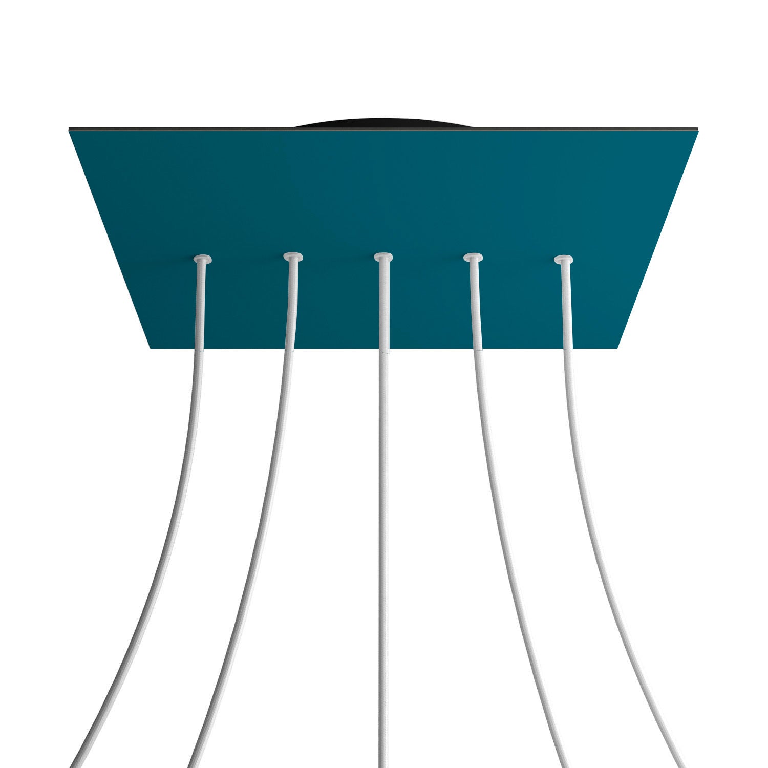 Rosone XXL Rose-One quadrato, 400 mm con 5 fori in linea e 4 fori laterali - Petrolio Nero