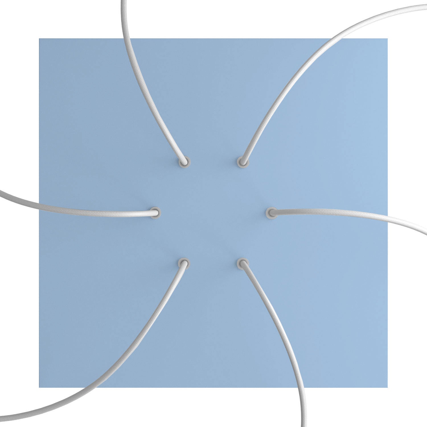 Rosone XXL Rose-One quadrato, 400 mm con 6 fori e 4 fori laterali - Blu carta da zucchero Bianco