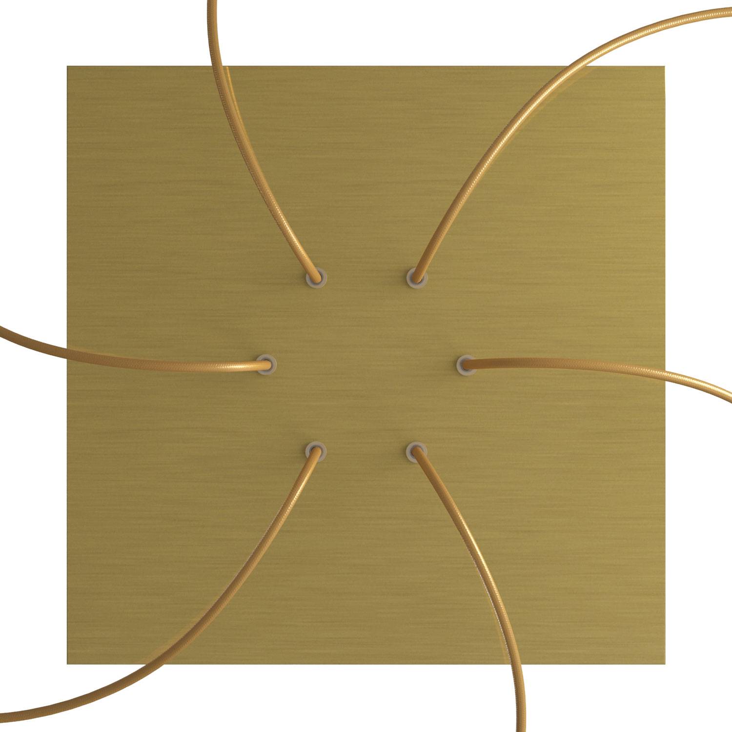 Rosone XXL Rose-One quadrato, 400 mm con 6 fori e 4 fori laterali - Dibond Ottone satinato Bianco