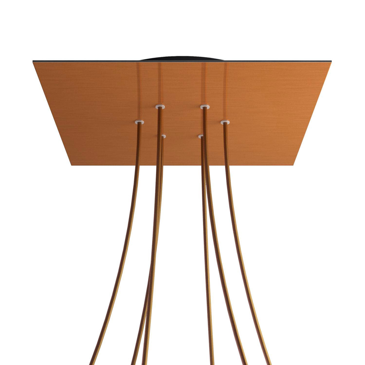 Rosone XXL Rose-One quadrato, 400 mm con 6 fori e 4 fori laterali - Dibond Rame satinato Nero