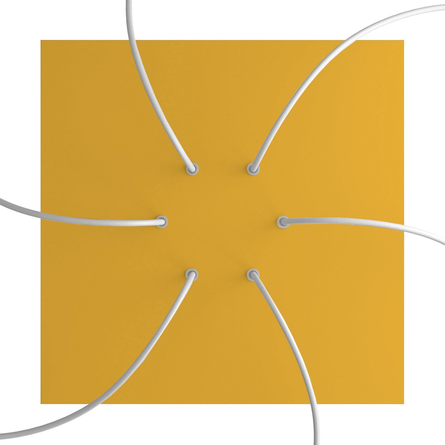 Rosone XXL Rose-One quadrato, 400 mm con 6 fori e 4 fori laterali - Mostarda Bianco