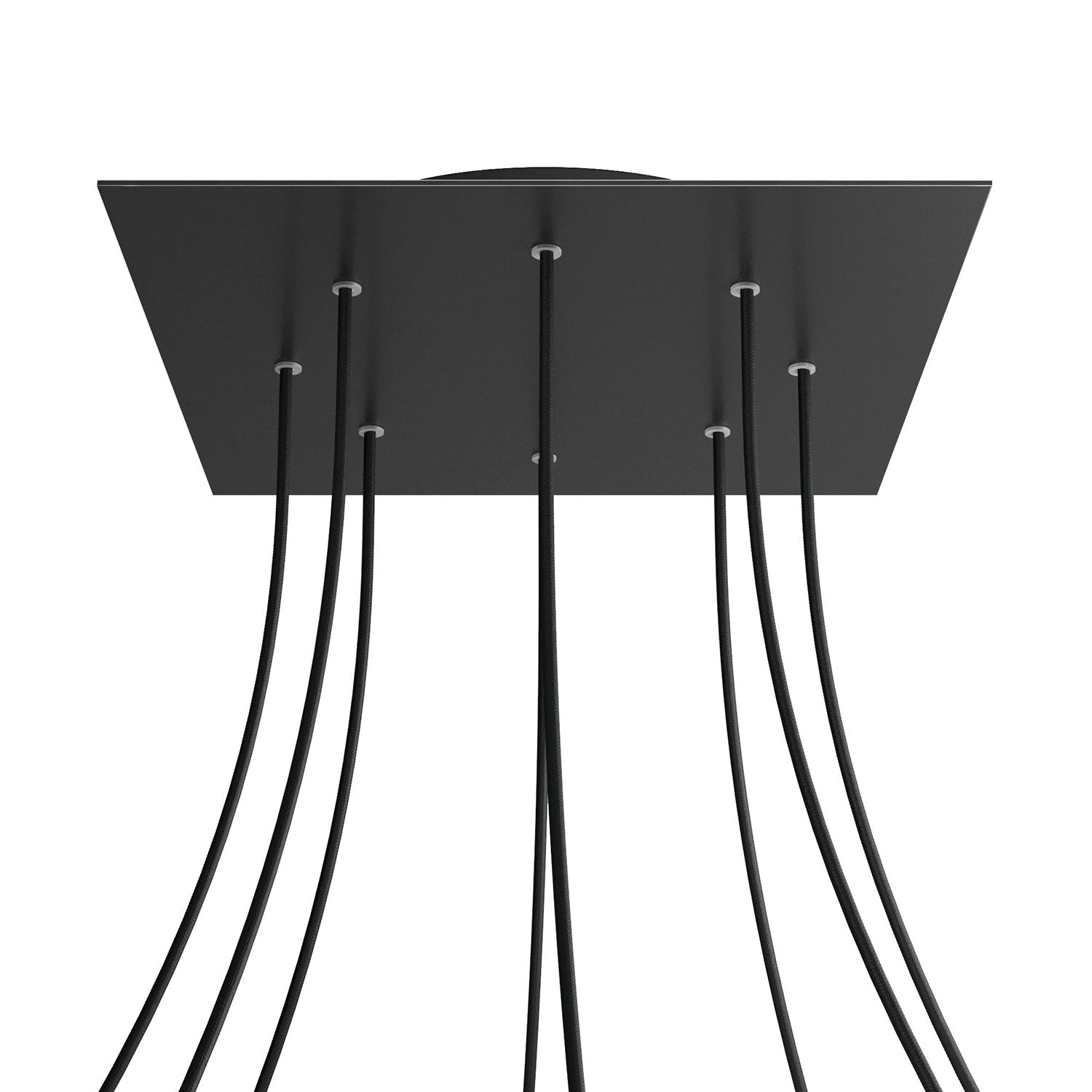 Rosone XXL Rose-One quadrato, 400 mm con 8 fori e 4 fori laterali - Nero opaco Nero