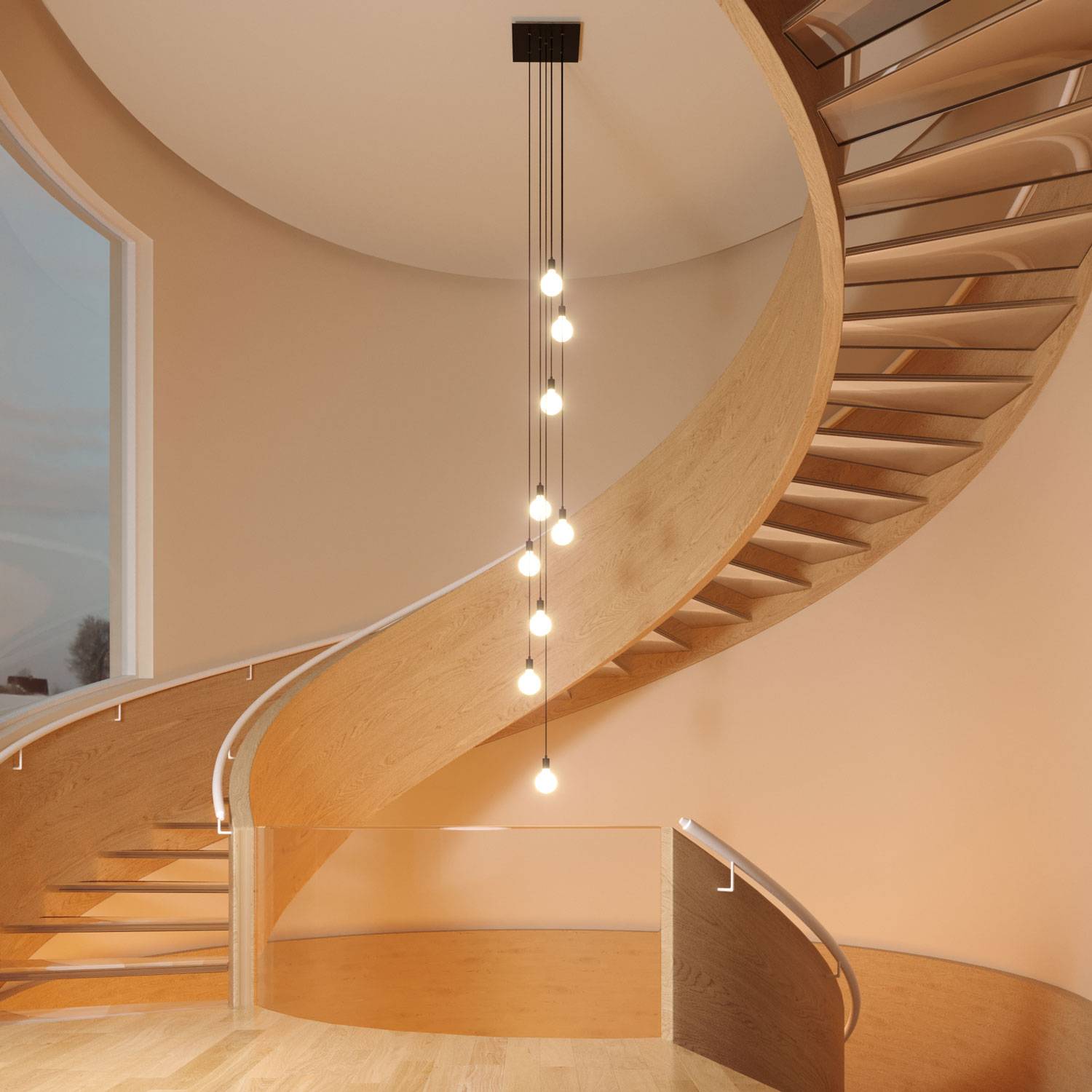 Rosone XXL Rose-One quadrato, 400 mm con 9 fori a X e 4 fori laterali - Dibond Rame satinato Bianco