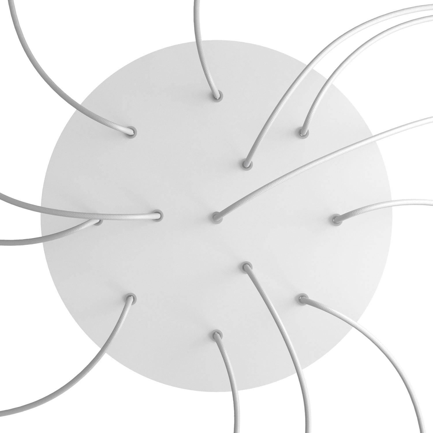 Rosone XXL Rose-One rotondo, diametro 400 mm con 12 fori e 4 fori laterali - Bianco opaco Bianco