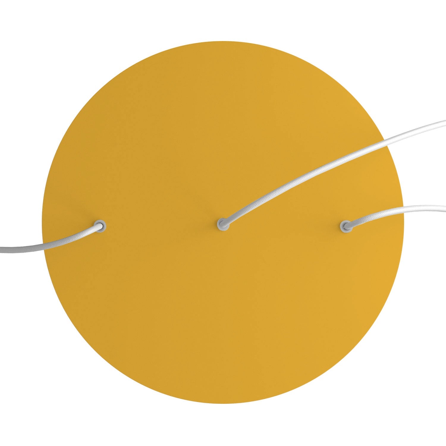 Rosone XXL Rose-One rotondo, diametro 400 mm con 3 fori in linea e 4 fori laterali - Mostarda Bianco