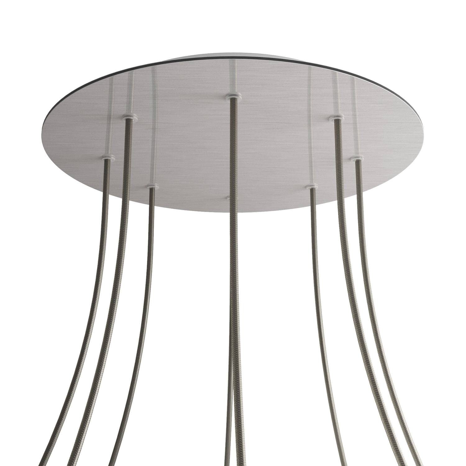 Rosone XXL Rose-One rotondo, diametro 400 mm con 8 fori e 4 fori laterali - Dibond Acciaio satinato Bianco