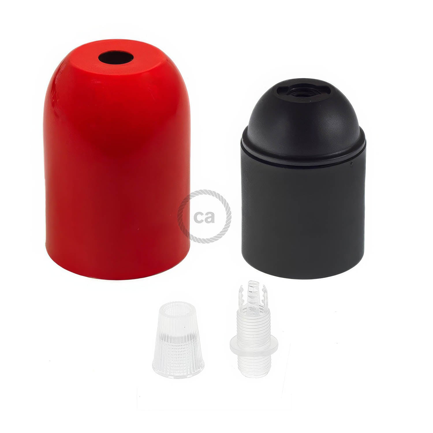 Rounded Top metal E26 light bulb socket kits - Red