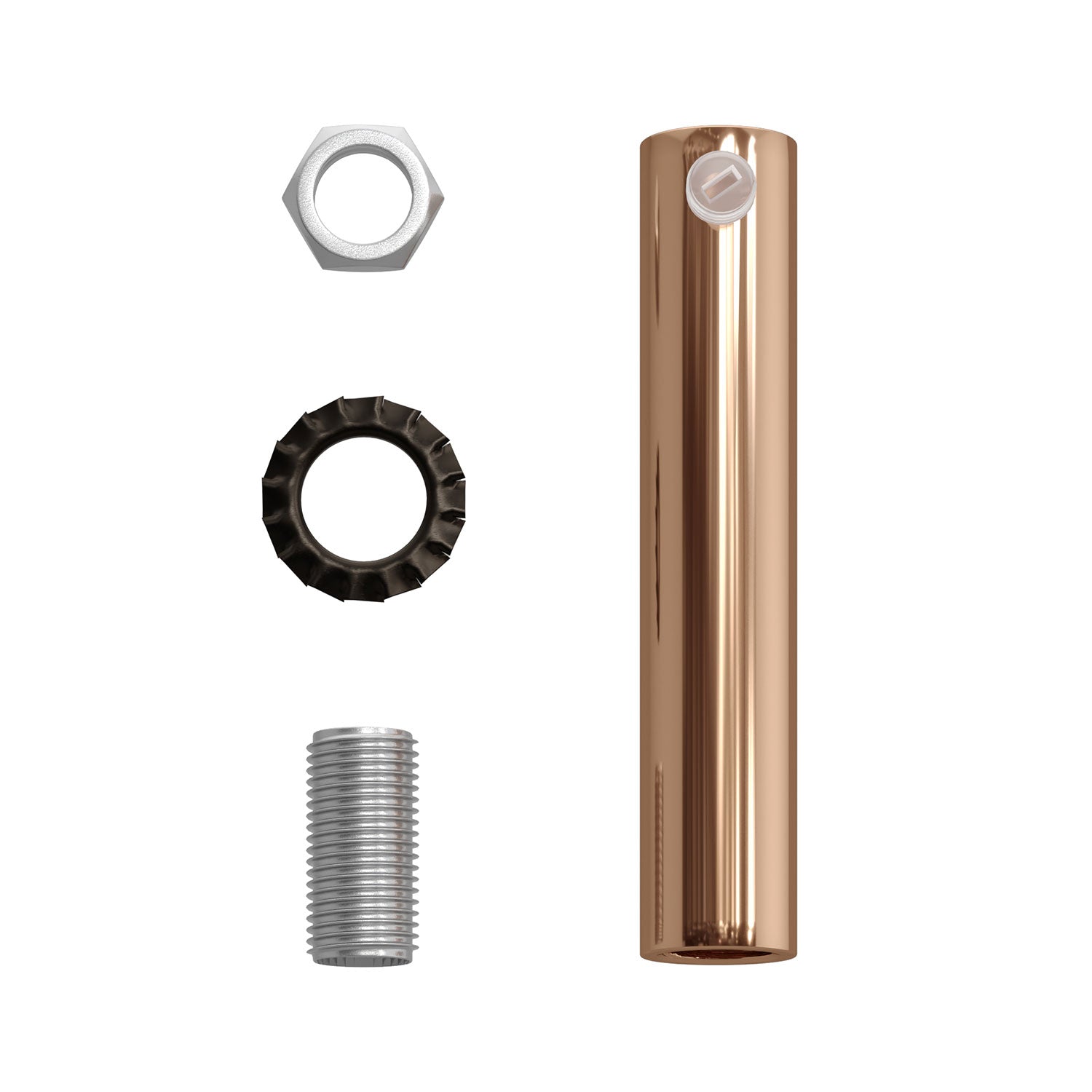 Serracavo cilindrico in metallo lunghezza 7 cm completo di tige, dado e rondella - Rame