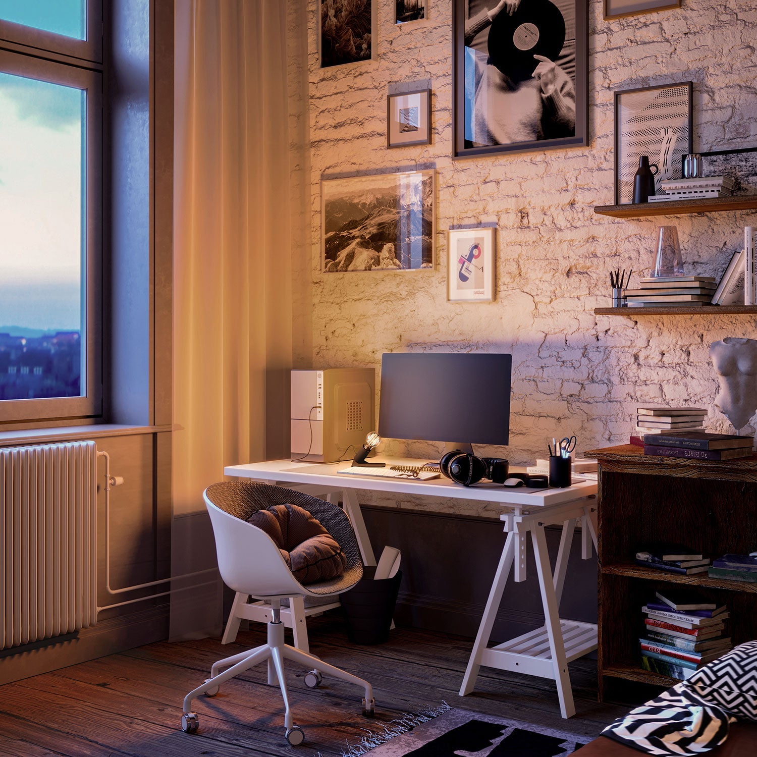 SI! Lampada da tavolo a 5V con lampadina A60 e base metallica - Nero