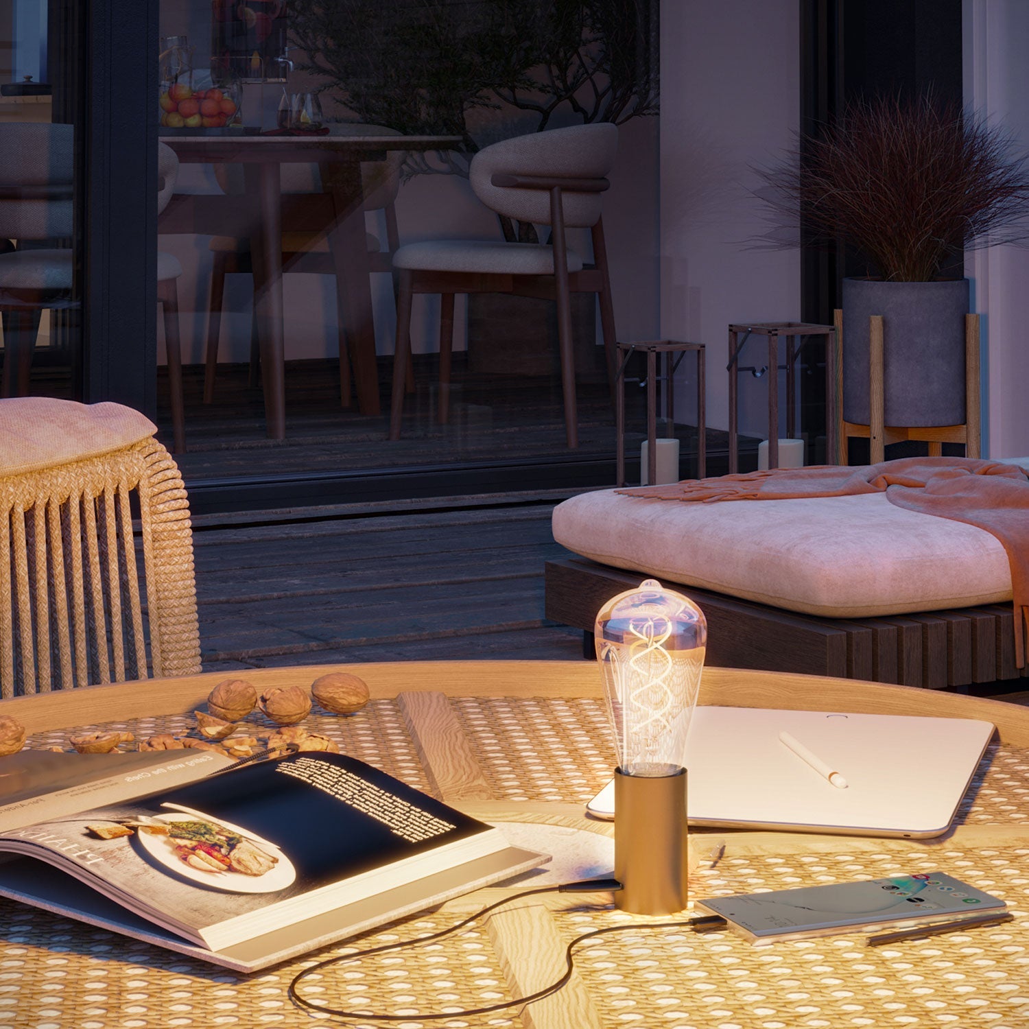 YES! 5V table lamp with ST64 light bulb - Satin bronze