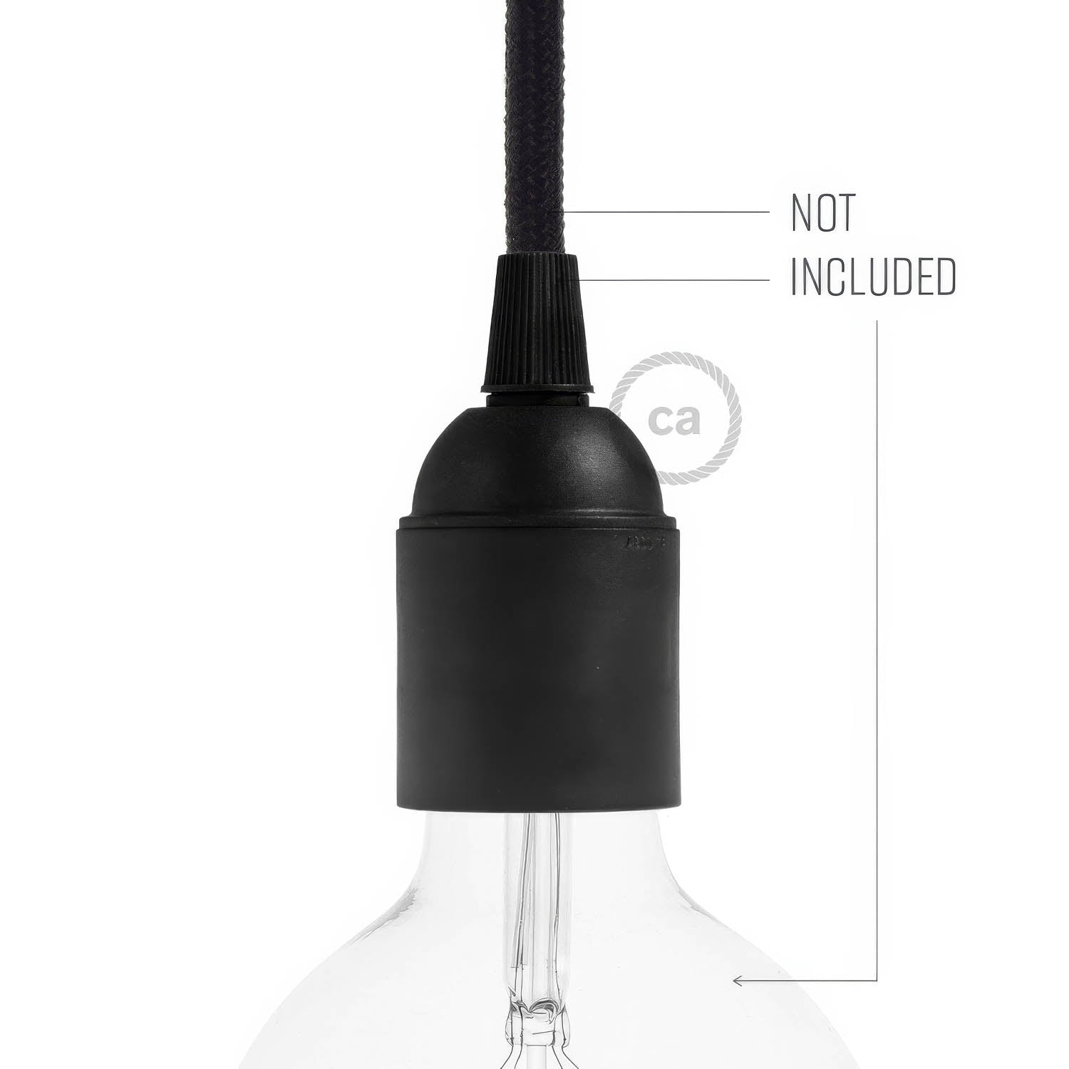 Smooth Sided Thermoplastic E26 light bulb socket - Black