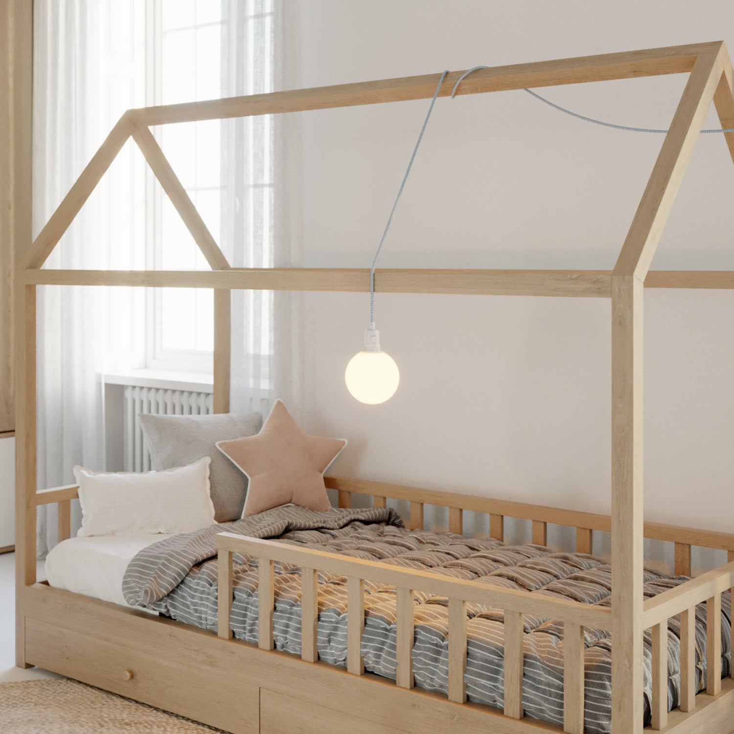 Snake Portable Lamp with socket switch, plug, and Unbreak-a-Ball unbreakable shade - RZ11