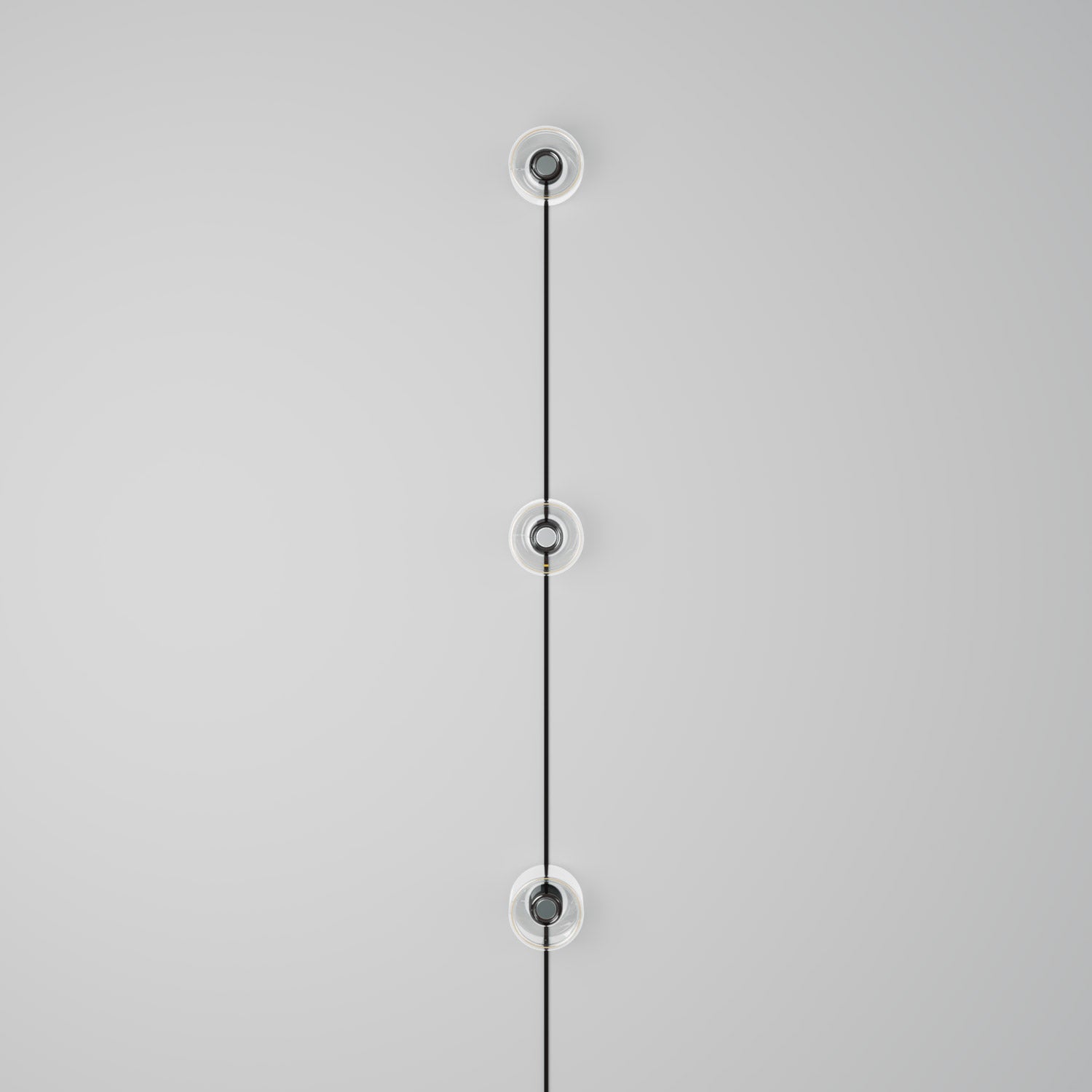 Spostaluce wall lamp with plug, 3 Ghost bulbs and black cable