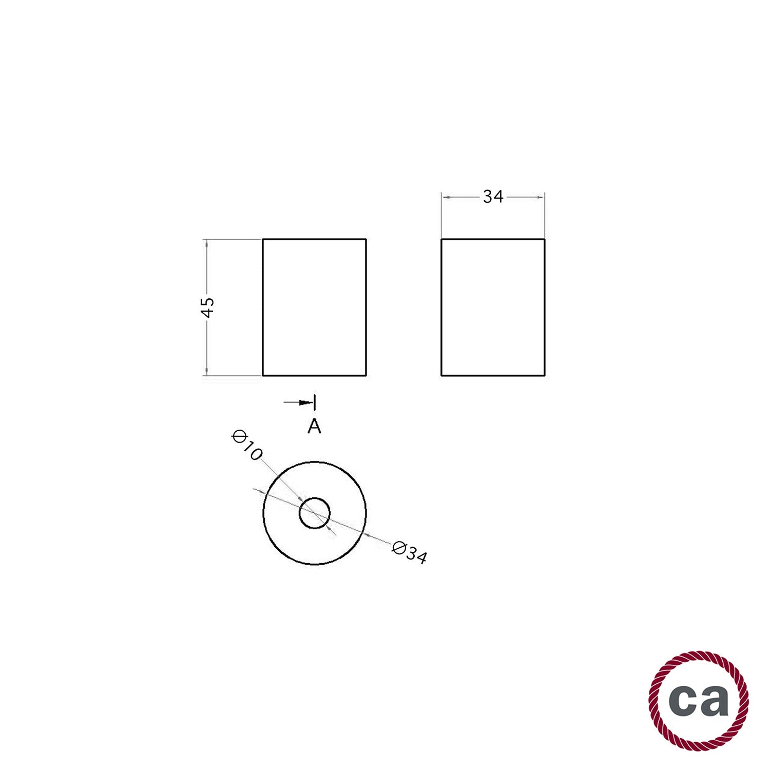 Terminale in legno per cordone 2XL - Effetto Wengé