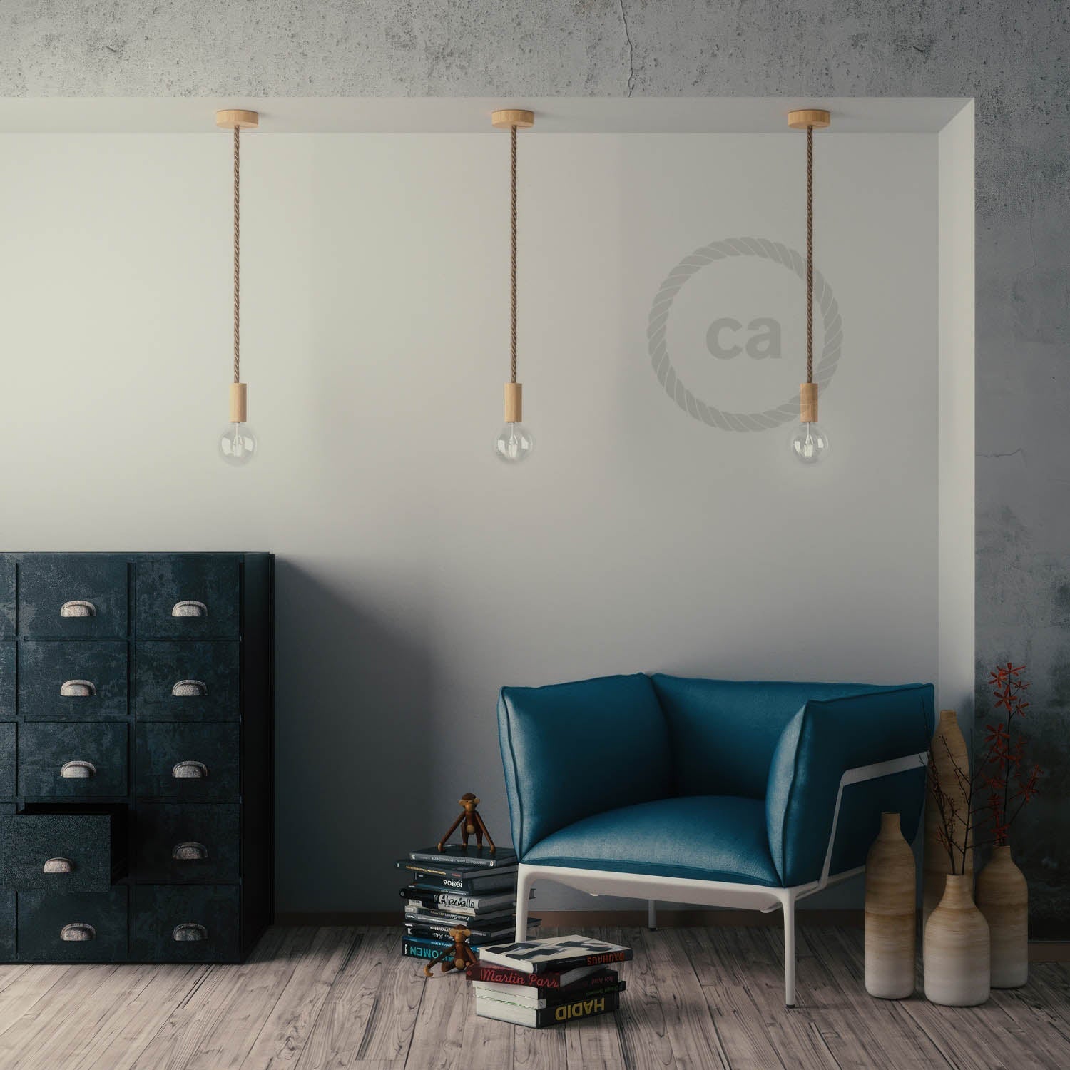 XL Wooden E26 light bulb socket kit for Rope Cables - Neutral